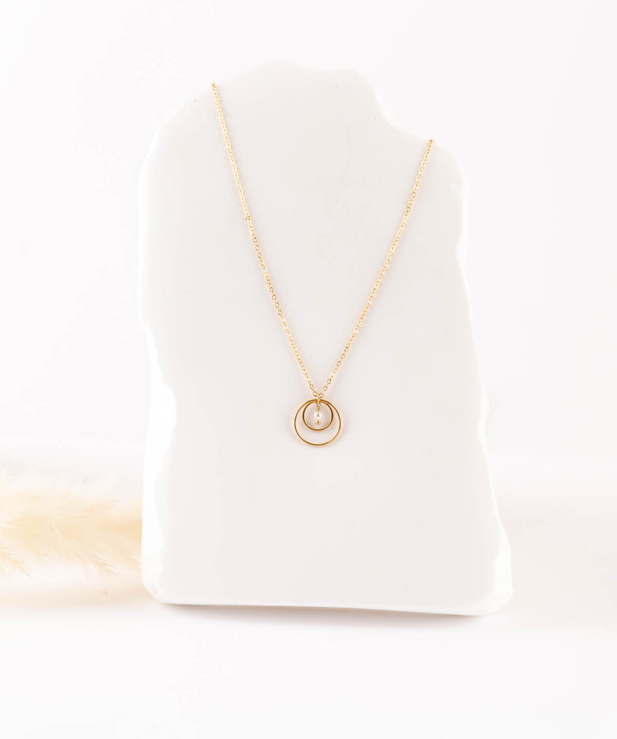 collier en acier inoxydable et pendentif en perle d'eau douce pour femme 