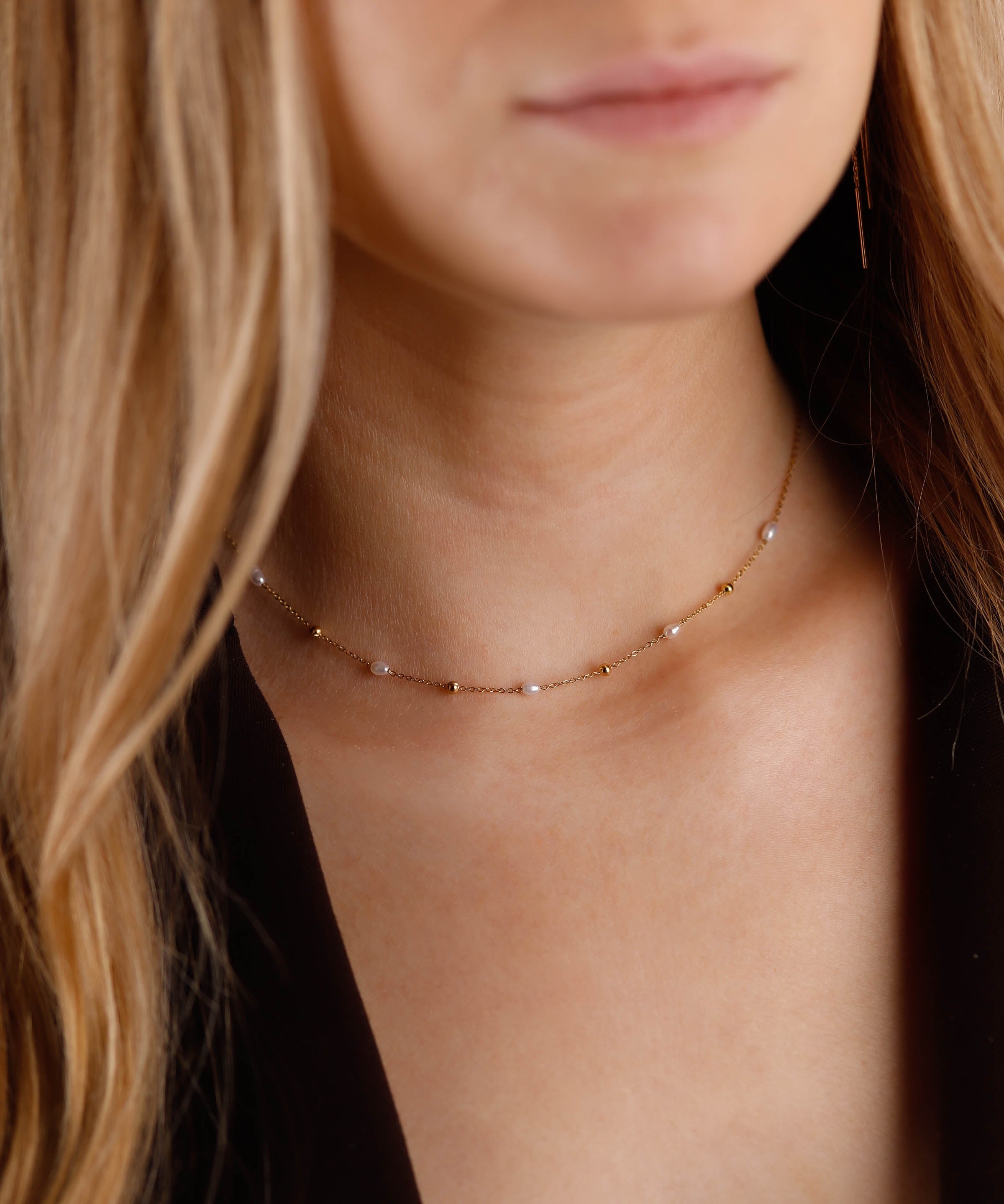 collier en acier inoxydable et nacre pour femme 
