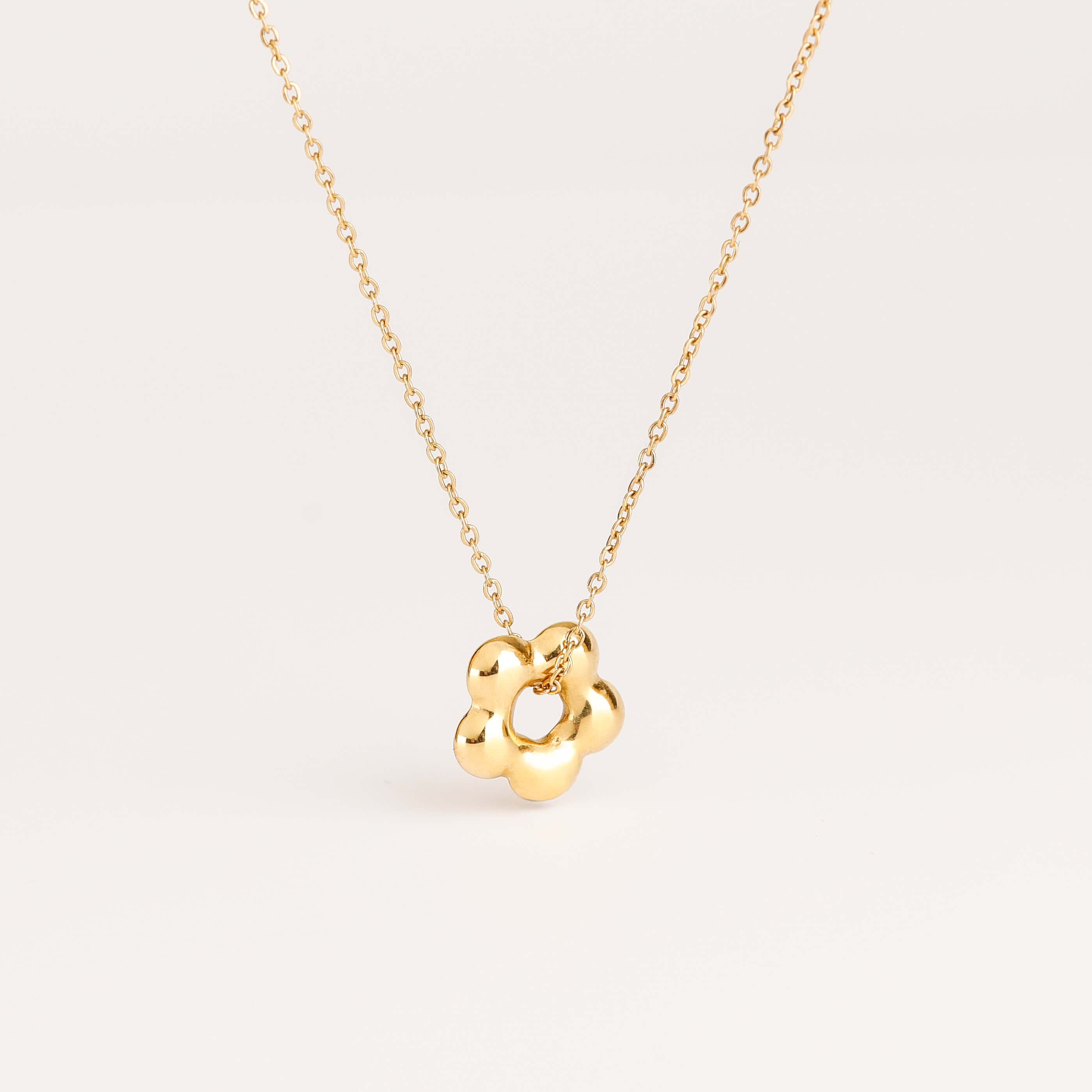 collier fleur en acier inoxydable pour femme 