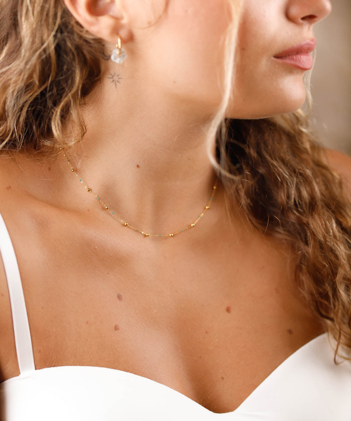 collier en chaîne boule de couleur en acier inoxydable pour femme 