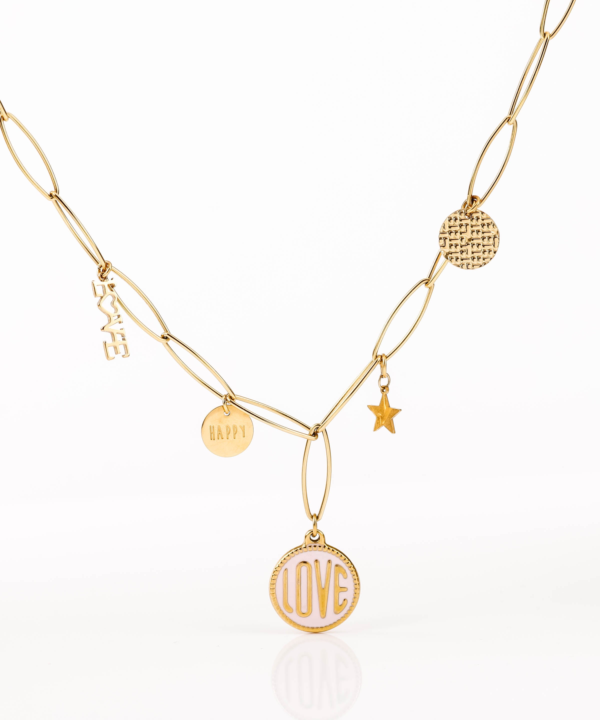 collier charm's en acier inoxydable pour femme
