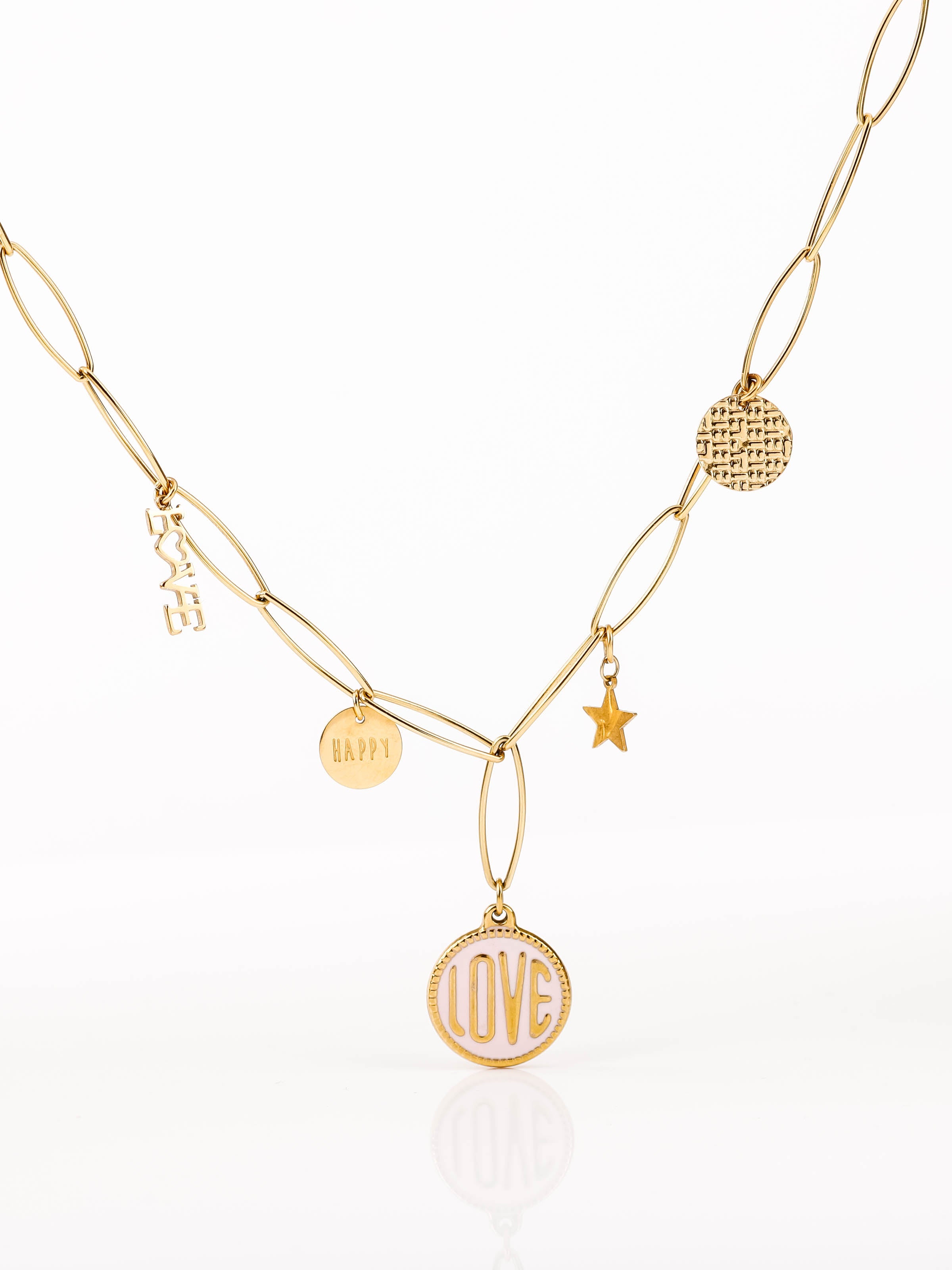 collier charm's en acier inoxydable pour femme