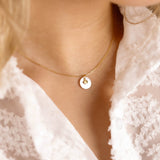 Collier - Chaine - Acier inoxydable - Pampille trèfle - Nacre - ALMA