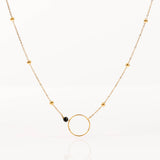 collier en acier inoxydable et onyx pour femme 