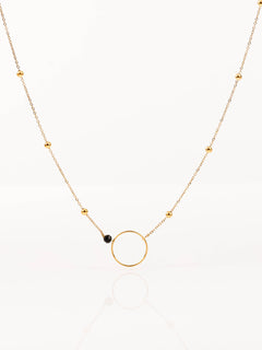 collier en acier inoxydable et onyx pour femme 
