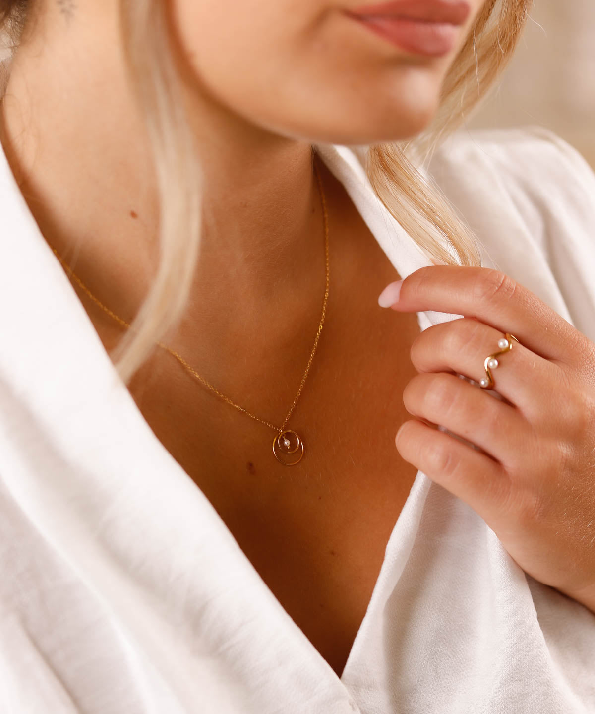 collier en acier inoxydable et pierre d'eau douce pour femme 