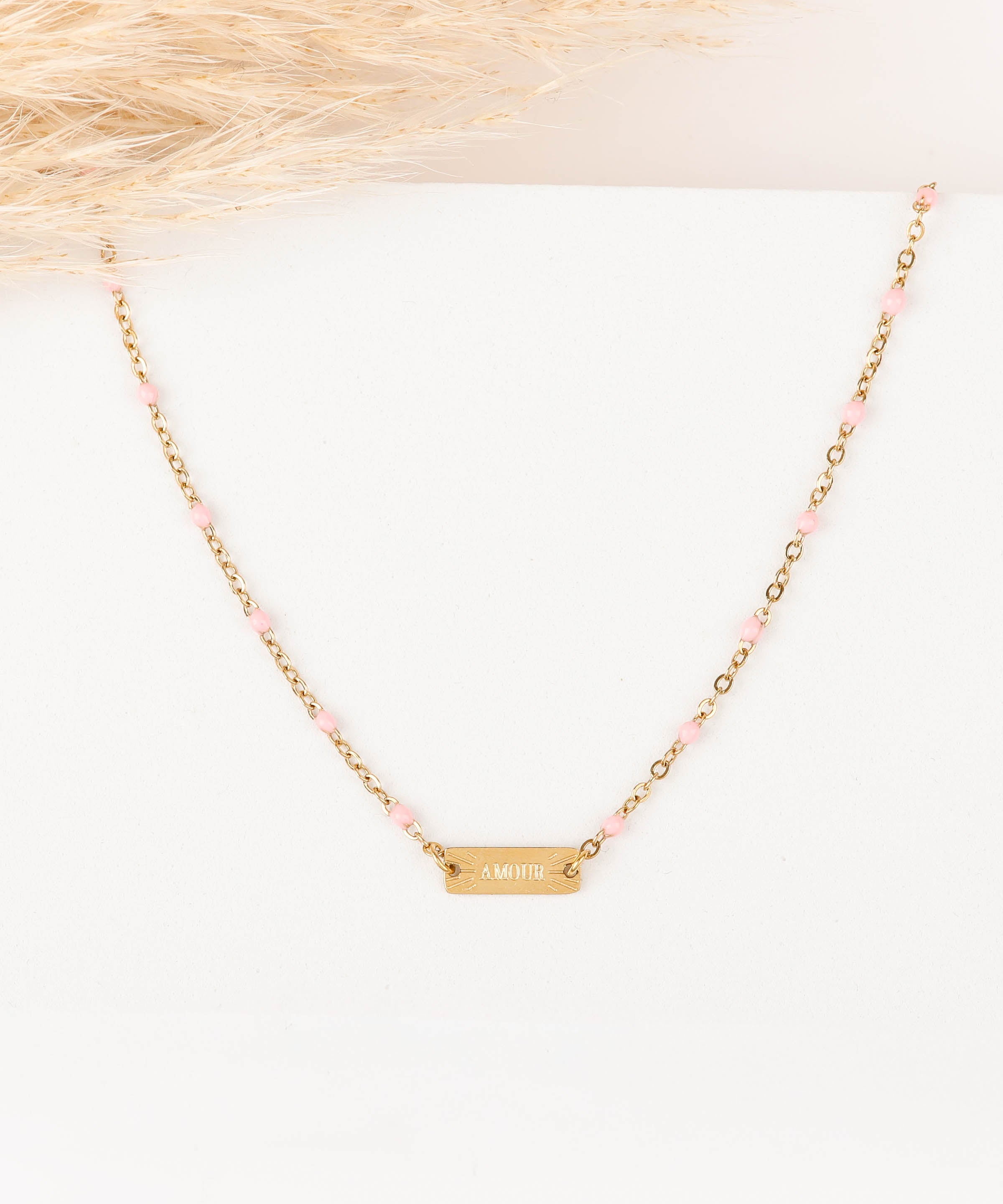 collier en acier inoxydable et résine pour femme 