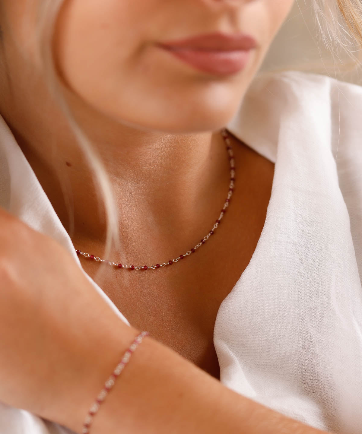 collier en argent 925 et grenat pour femme 