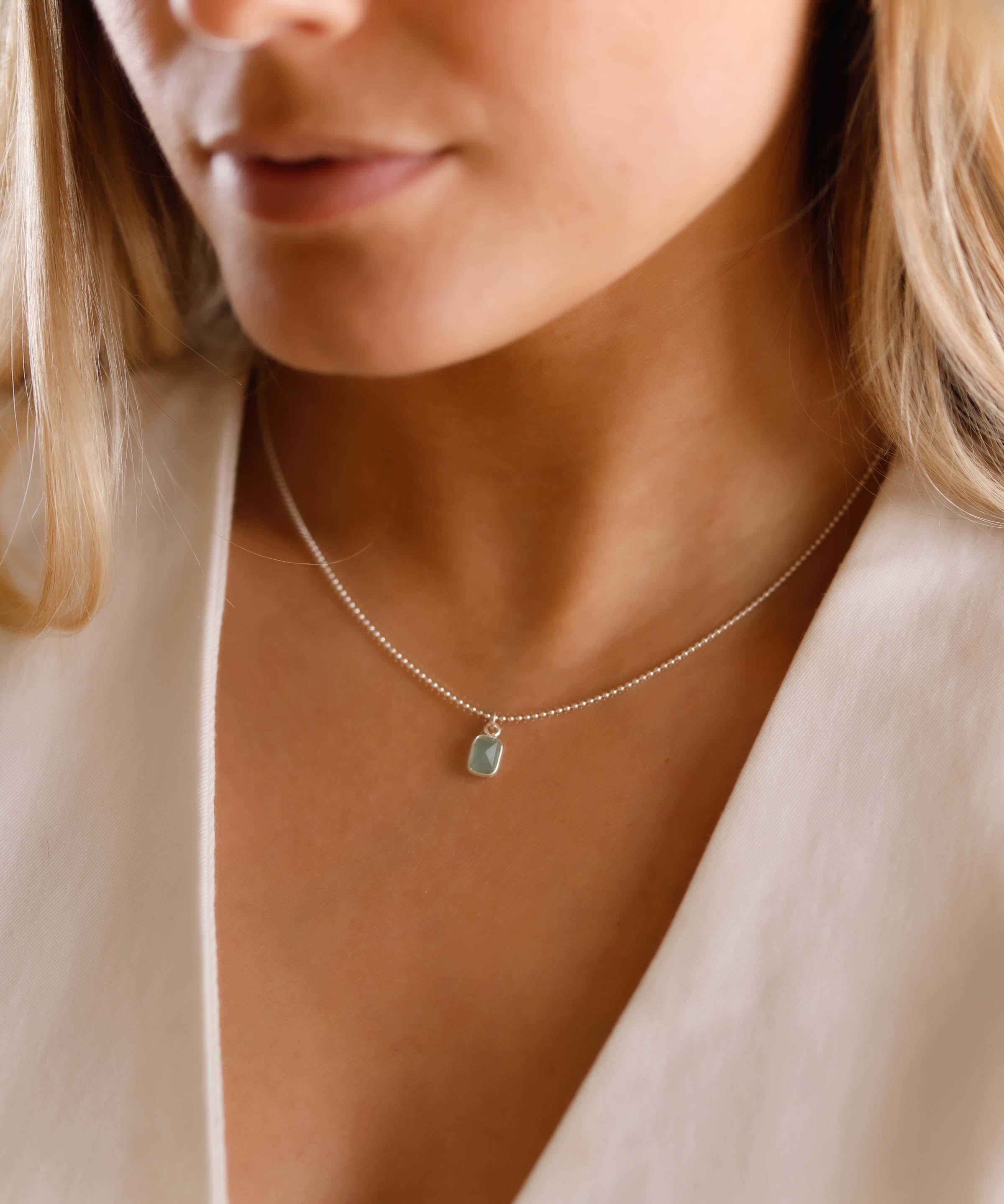 collier en argent 925 et amazonite pour femme 