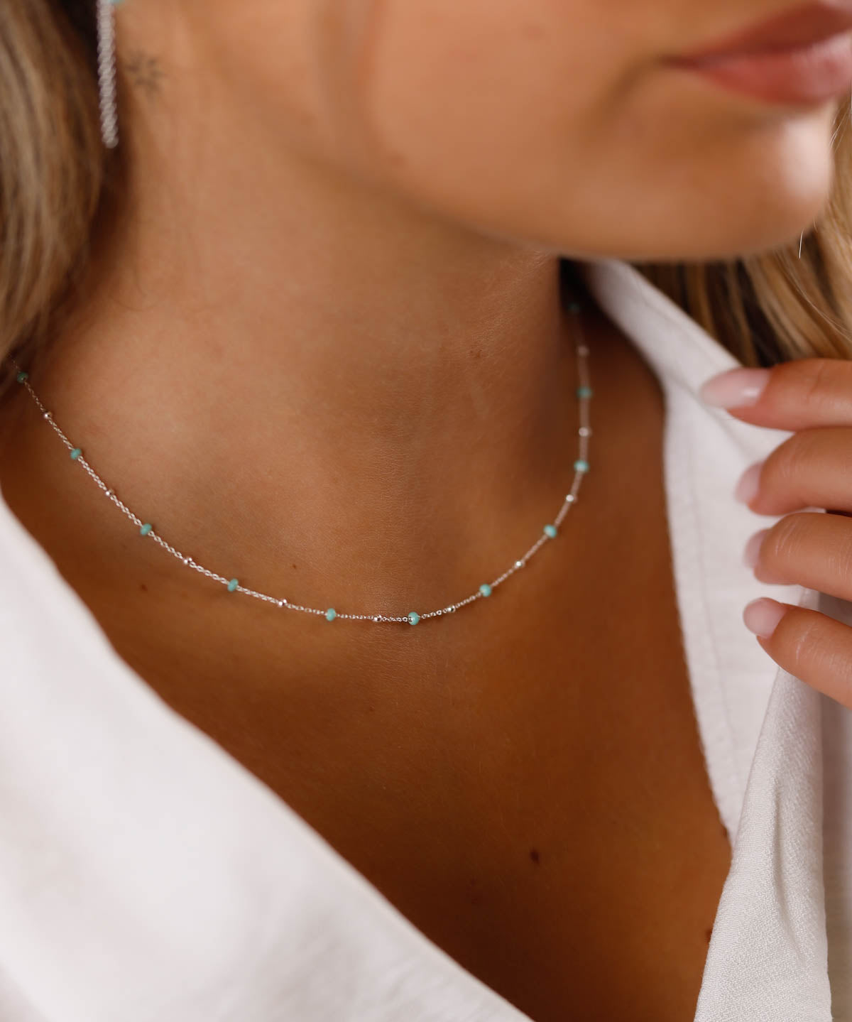 collier en argent 925 et résine pour femme 