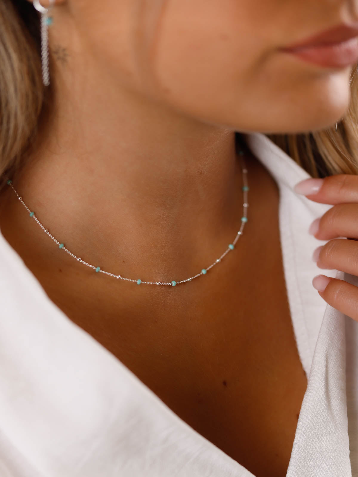 collier en argent 925 et résine pour femme 
