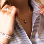 collier en argent 925 et onyx bleu pour femme 
