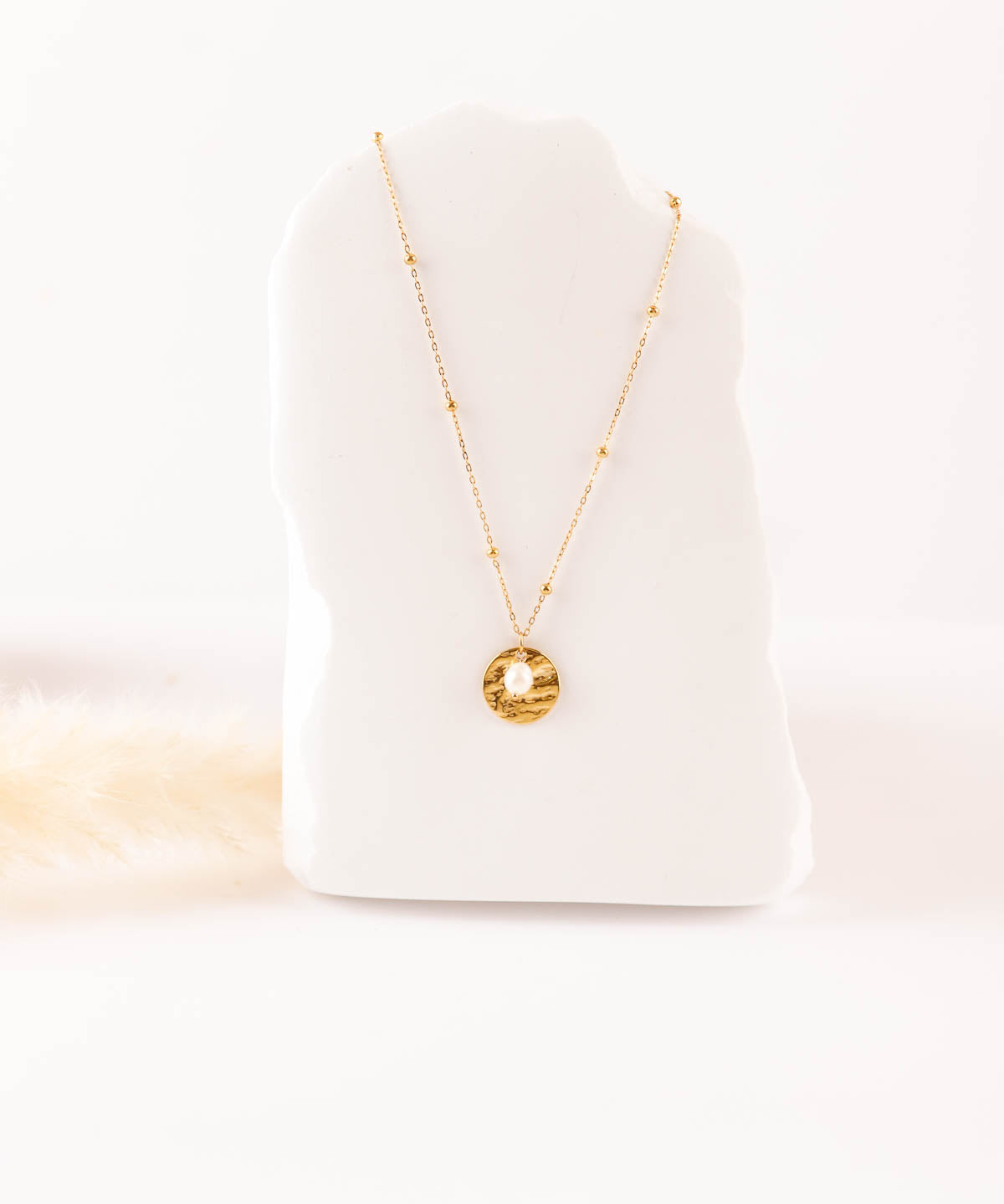 collier en acier inoxydable et pendentif en perle d'eau douce pour femme 