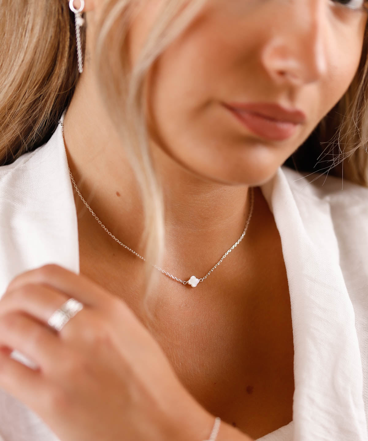 collier en argent 925 et nacre pour femme 