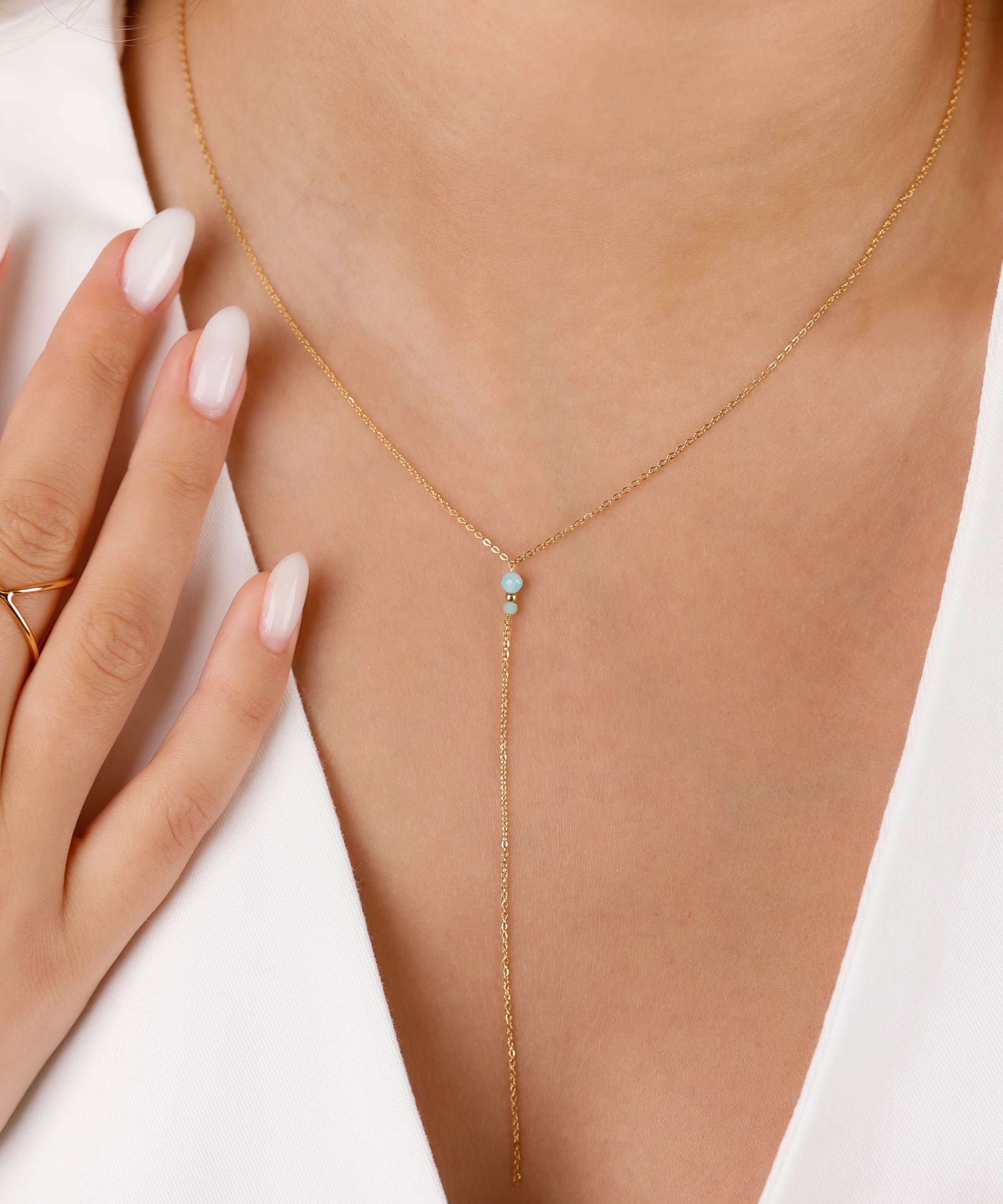 collier en acier inoxydable et amazonite pour femme 