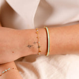 bracelet jonc en acier inoxydable bleu vert pour femme 