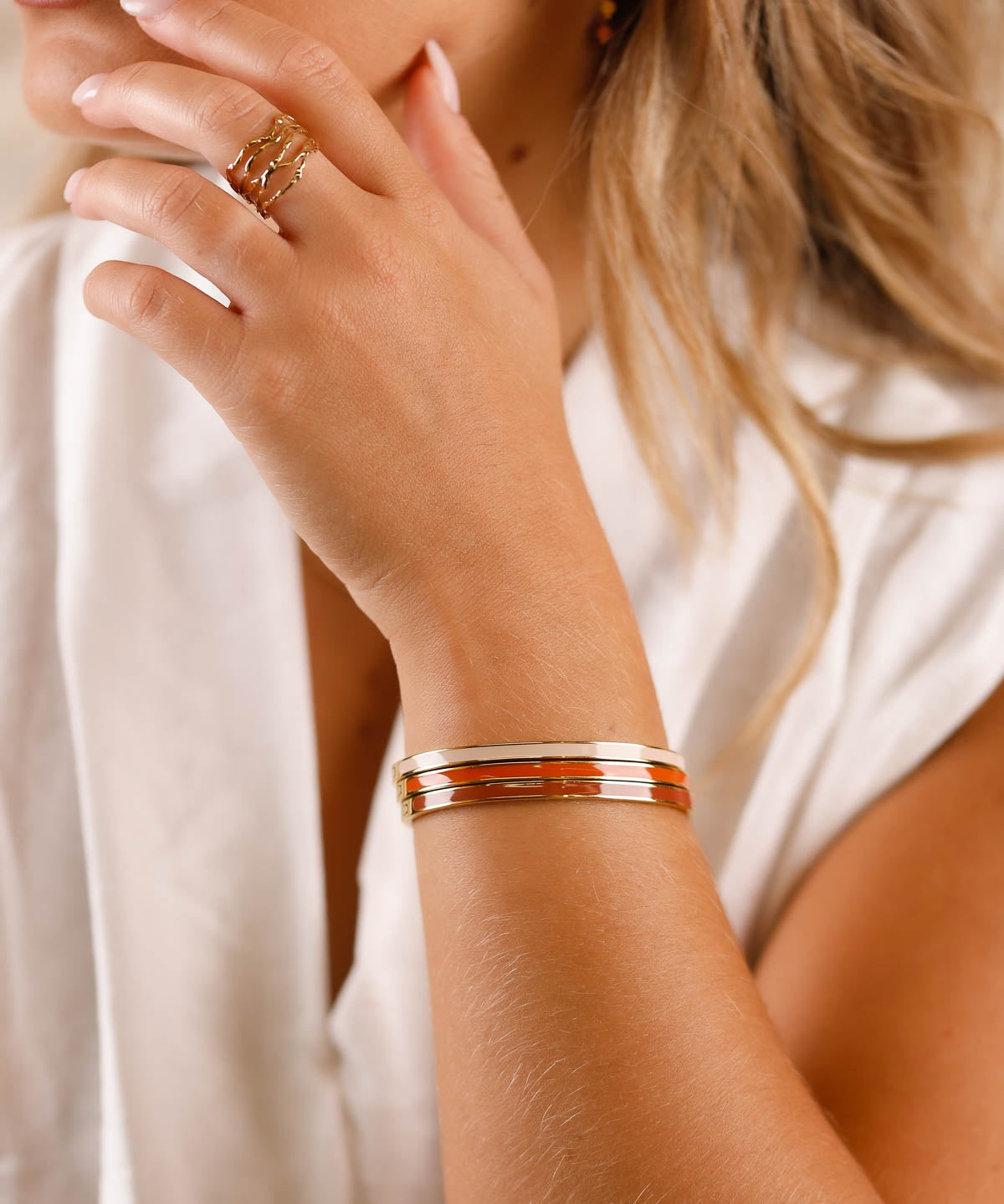 jonc coloré en acier inoxydable pour femme 