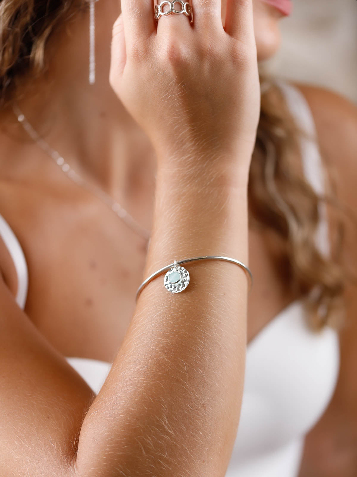 jonc en argent et amazonite pour femme 