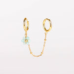 mono boucles d'oreilles en acier inoxydable avec fleur bleu pour femme 