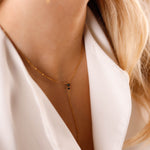 collier sautoir en acier inoxydable et onyx pour femme 