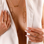 collier sautoir en acier inoxydable avec maillons pour femme 